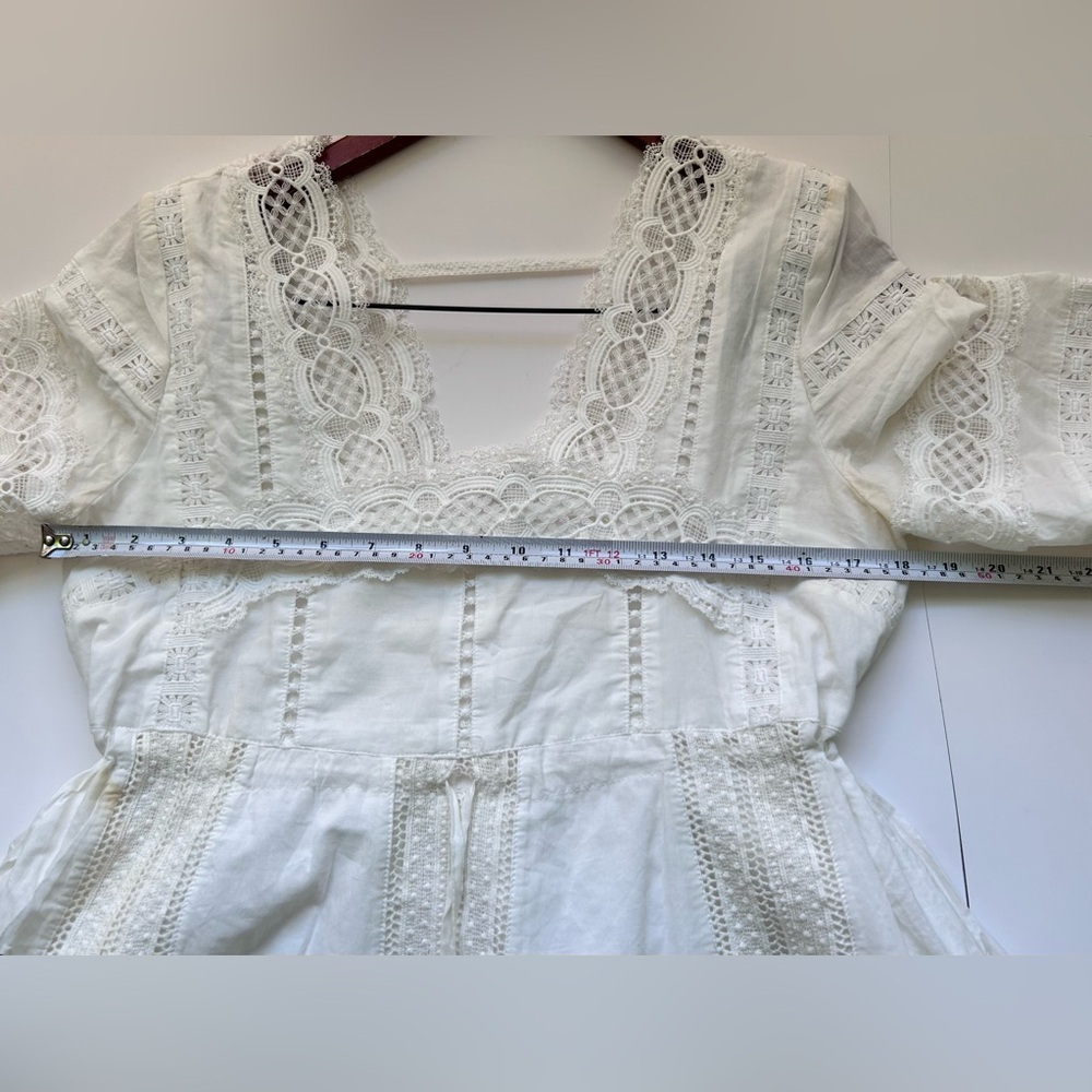 Anthropologie Eri+ tAli Gustavia Embroidered White Prairie Dress Lace - Picture 4 of 8